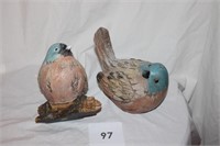 2 WOODEN BIRD DECORATIONS