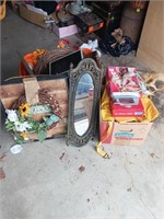 TOTE OF WOODEN BOX, MIRROR, BOX MISC