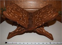 Vintage Bali style carved wood folding book rack