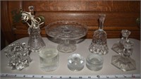 Vintage clear glass lot incl (2) bells