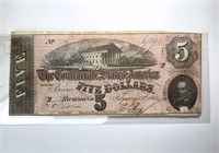 1864 Confederate States $5 Richmond CSA Note