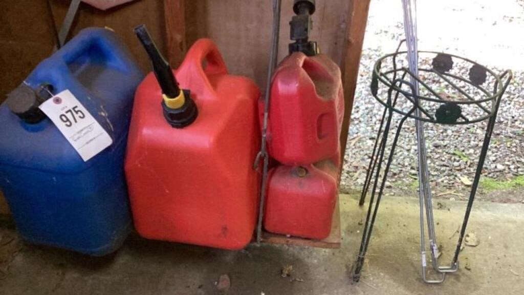 Gas Cans and Flower stand
