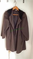 Size large brown wool coat with hood by Karen.