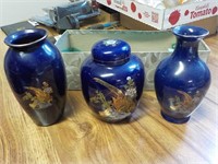 Blue vases, ginger jar