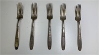 5 Ambassador Forks Rogers Bros Silver Plate