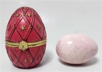 Alabaster Stone Egg / Pink Resin Jewelry Box