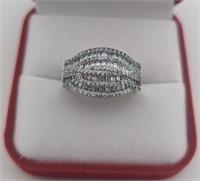 Sterling Multi Layer Baguette Cut White Sapphire