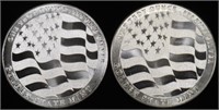 (2) 1 OZ .999 SILVER FLAG ROUNDS