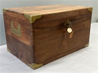 Brass Bound Wood Trunk Fitted Interior Trays