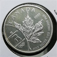 2008 Canada $5 Silver Coin Maple Leaf 1.11 oz.