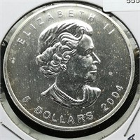 2004 Canada $5 Silver Coin Maple Leaf 1.11 oz.