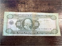 1 Bill 1983, Reserva.   Del El Salvador. 100