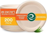 SEALED-Compostable Paper Plates 200-Pack