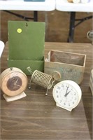 Alarm clocks, Match box, powder box, & mail holder