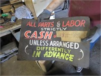 PARTS AND LABOR SIGN