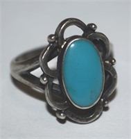 Vtg Native American Sterling Turquoise Ring Sz 6