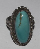 Vtg Native American Sterling Turquoise Ring Sz 4
