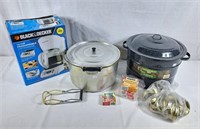 Canning pots, canning accessories, and new black