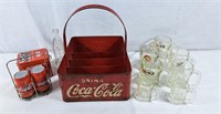 Vintage Coca-Cola bottle carrier, salt and