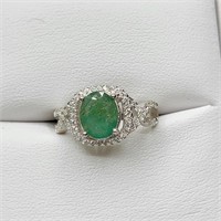 $300 Silver Emerald CZ Ring