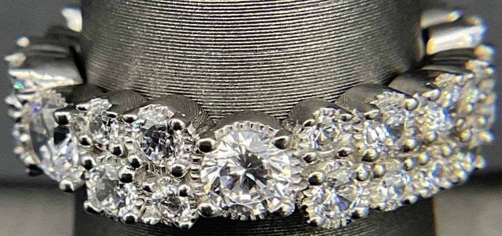 Sterling CZ Eternity Cluster Ring, Sz 7