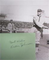 Walter Johnson Signed Autograph Page w Inscription