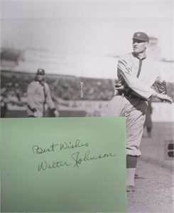 Walter Johnson Signed Autograph Page w Inscription