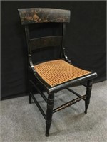 Black Wood Chair w/ Cane Seat