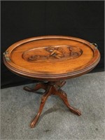 Small Carved Oval Table w/ Tray Top