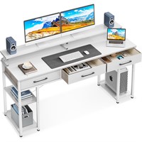 ODK Computer Desk with Drawers and Storage Shelves