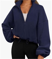 (Size S - blue) Womens Zip Up Hoodies Oversized