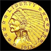 1913 $2.50 Gold Quarter Eagle CLOSELY