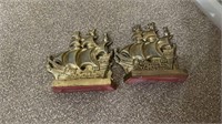 Small brass bookends
