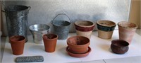 Pottery & Metal Plant Pot lot of 10