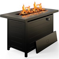 42 Inch Gas Fire Pit Table  60 000 BTU  Black