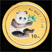 Coin 2000 Colorized Gold 1/10 oz China Panda