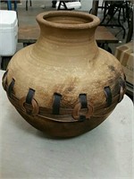 Native ceramic pot with weaving by Jackie