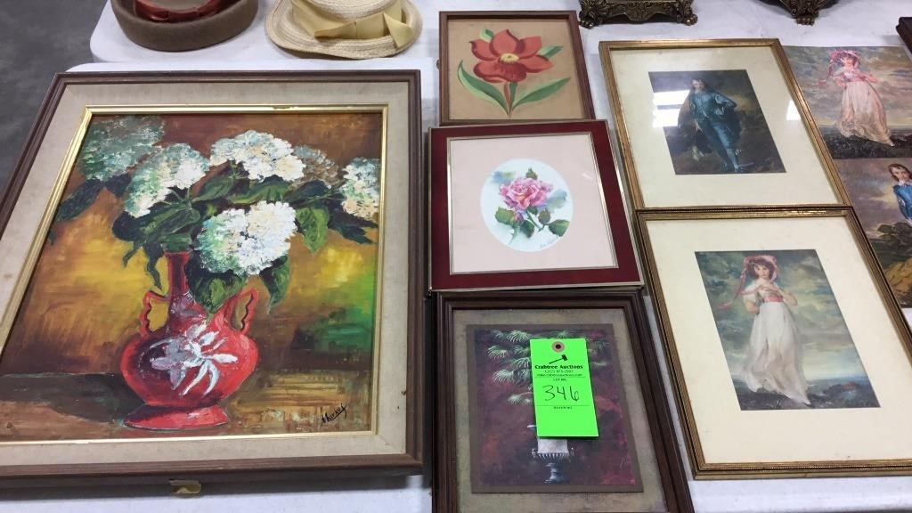 Lot of 16 framed and up framed prints and