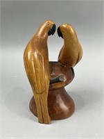 Hand Carved Wooden Parrots