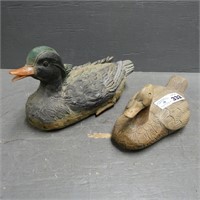 Wood Carved Duck Decoys & Plastic Duck