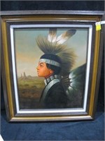 KENNETH SU INDIAN CHILD OIL PAINTING LATE 1980S