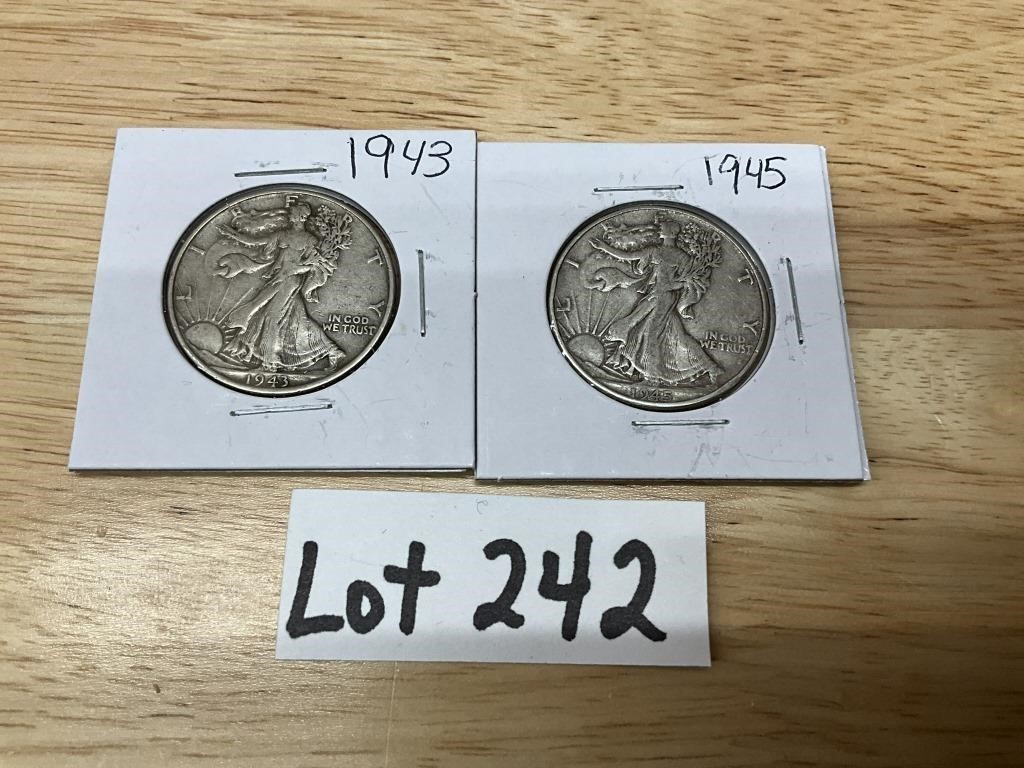 1943 & 1945 Walking Liberty Half Dollars