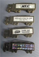 (4) Semi truck advertising pocket knives marked