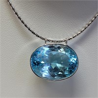 $1800 10K  Blue Topaz(20ct) Necklace