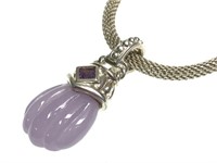 Sterling Necklace w/ Purple Stone Pendant