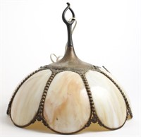 Victorian -Manner Vintage Slag Glass Hanging Lamp