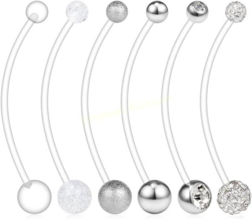 Ruifan 6PCS Maternity Belly Ring 14G - Silver