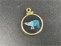 Small pendant with an opal mosaic scene depicting