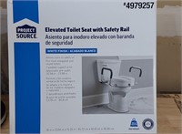 Elevated Toilet Seat with Safety Rail