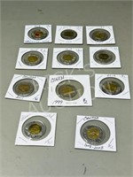 11 Canadian Toonies - 1999 -  2018